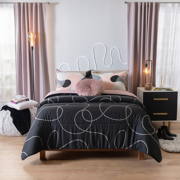 Juego 11 Pz Edredon Individual Reversible Cortinas Y Fundas Rosa Oscuro | Envío Gratis