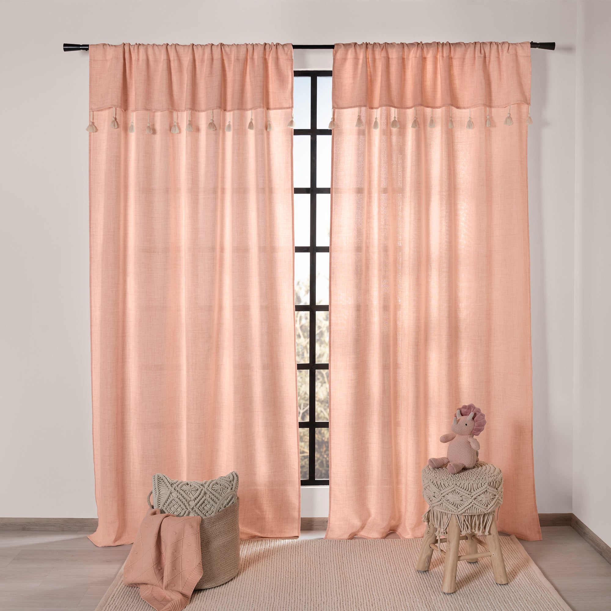 Cortinas Creta Rosa LARGA